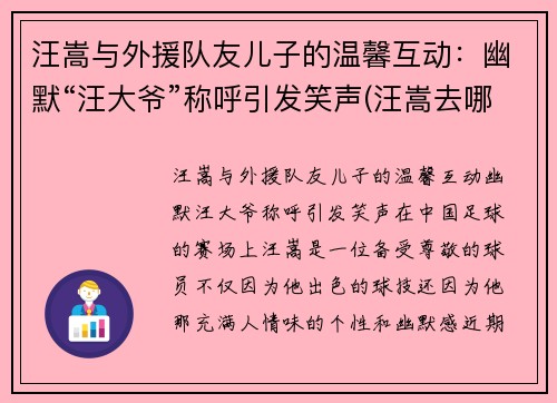 汪嵩与外援队友儿子的温馨互动：幽默“汪大爷”称呼引发笑声(汪嵩去哪了)