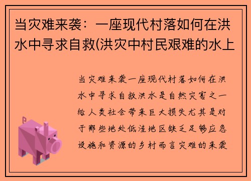 当灾难来袭：一座现代村落如何在洪水中寻求自救(洪灾中村民艰难的水上生活)